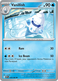 Vanillish 028/086 White Flare Pokémon TCG Regular