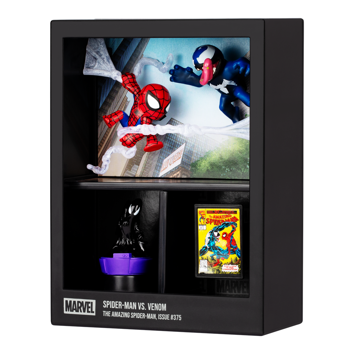 Moose Toys Marvel FANDROP MV02 Spider-Man vs Venom collectible boxed set – diorama detail