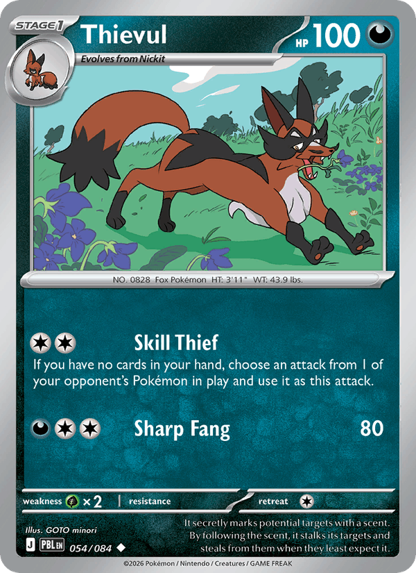 Thievul 054/084 Pitch Black Pokémon card - Reverse Holo