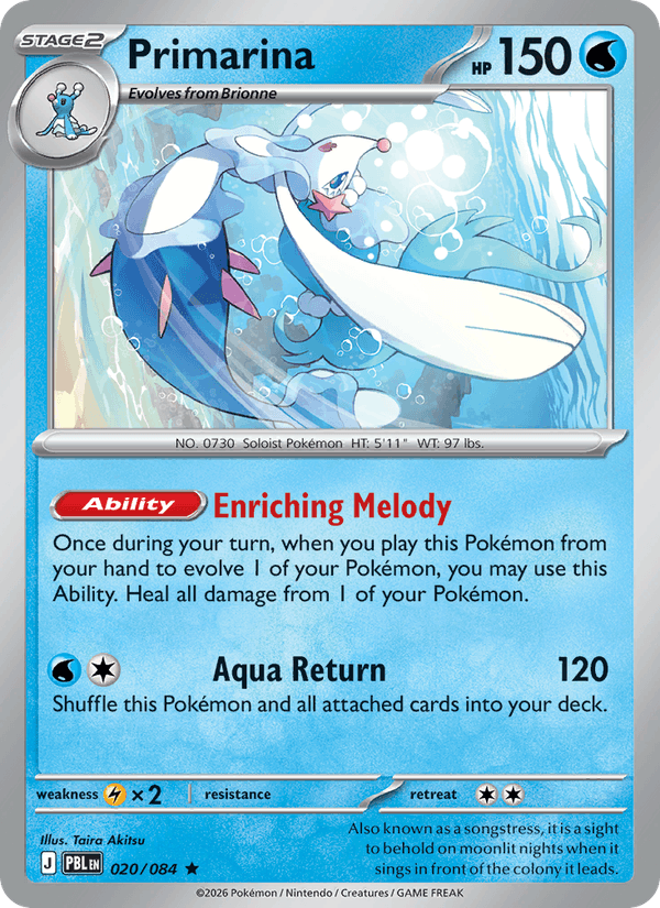 Primarina 020/084 Pitch Black Pokémon card - Regular