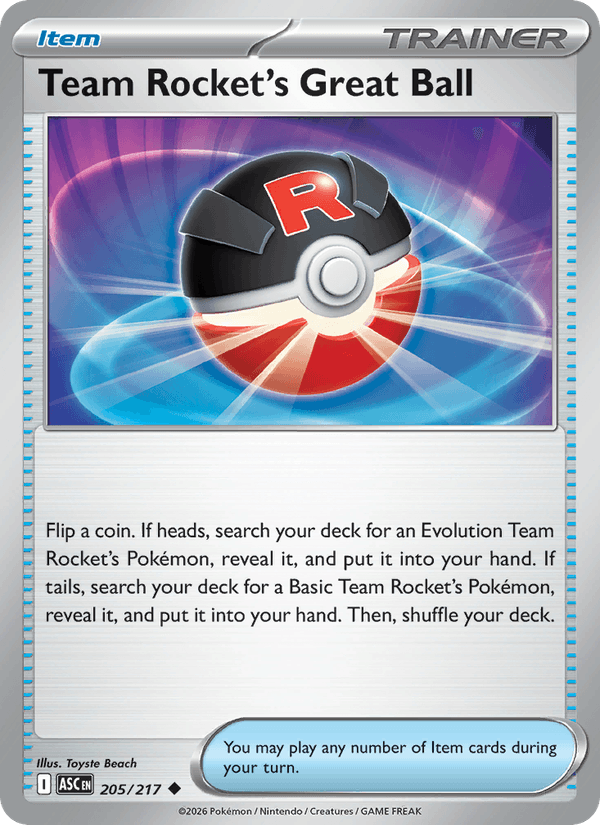 Team Rocket's Great Ball 205/217 Pokémon Ascended Heroes Regular