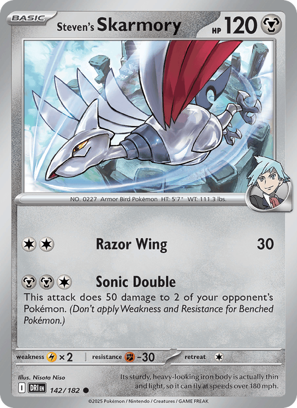 Steven's Skarmory 142/182 Destined Rivals Pokémon TCG Regular
