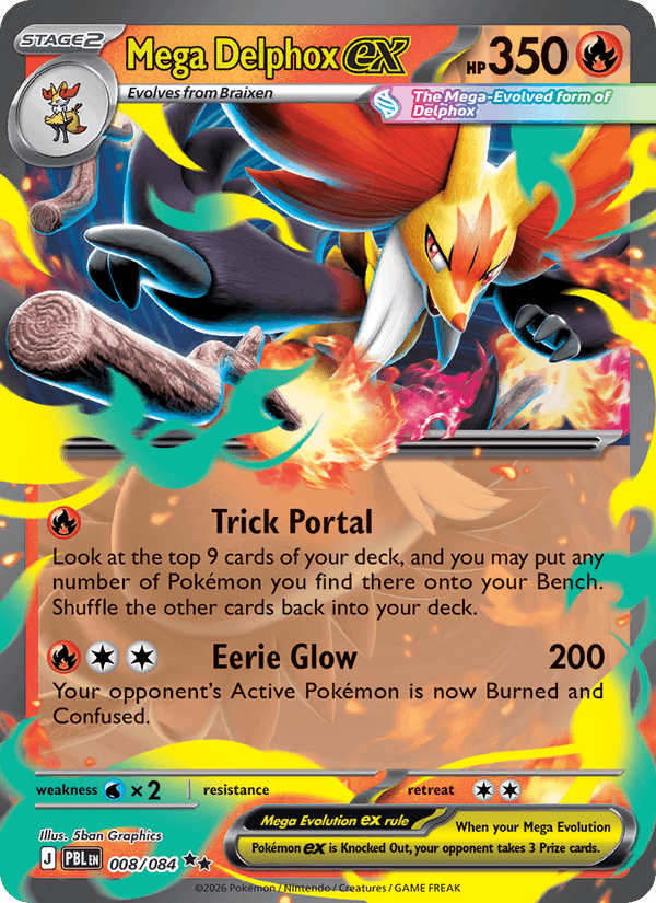 Mega Delphox ex 008/084 Pitch Black Pokémon card - Reverse Holo