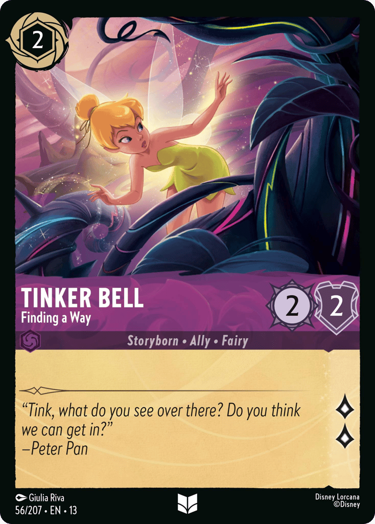 Tinker Bell - Finding a Way 056/207 — Disney Lorcana Attack of the Vine! English non-foil card front