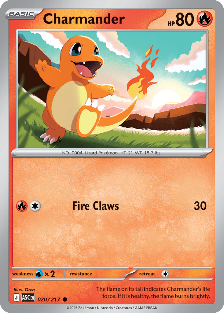 Charmander 020/217 - Pokemon Ascended Heroes Non-Holo - card front