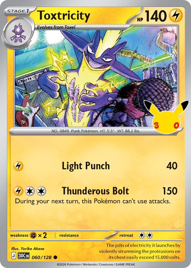 Toxtricity 060/128 — Pokémon TCG 30th Celebration card front