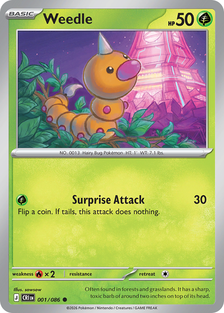 Weedle 001/086 – Pokémon Chaos Rising – Regular