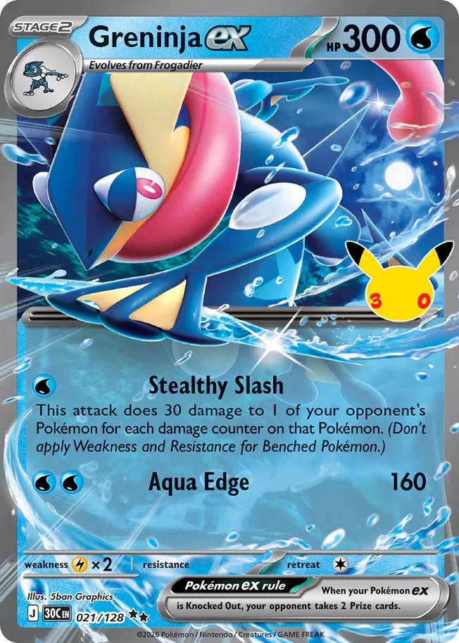 Greninja ex 021/128 — Pokémon TCG 30th Celebration card front