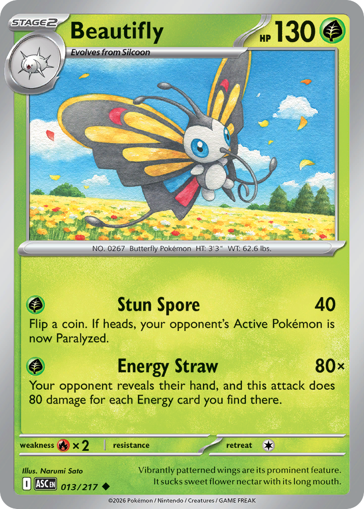 Beautifly 013/217 - Pokemon Ascended Heroes Non-Holo - card front