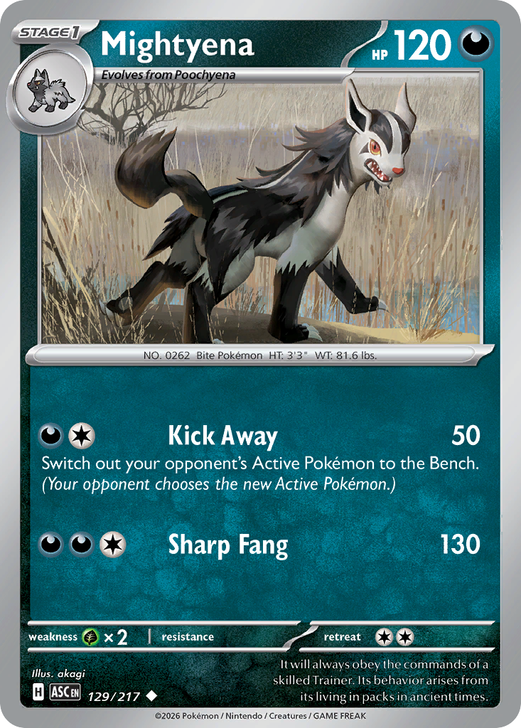 Mightyena 129/217 - Pokemon Ascended Heroes Non-Holo - card front