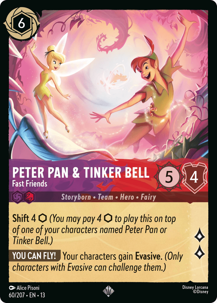 Peter Pan & Tinker Bell - Fast Friends 060/207 — Disney Lorcana Attack of the Vine! English non-foil card front