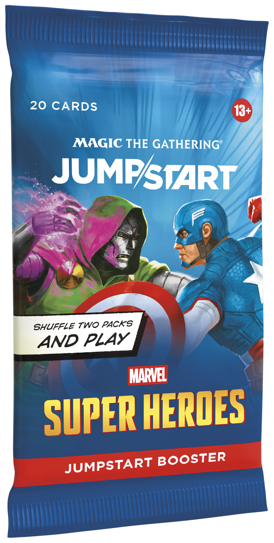 Magic: The Gathering Marvel Super Heroes Jumpstart Booster pack (20 cards), official Wizards of the Coast packaging on clean background
