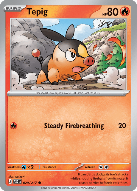 Tepig 029/217 – Pokémon Ascended Heroes card artwork