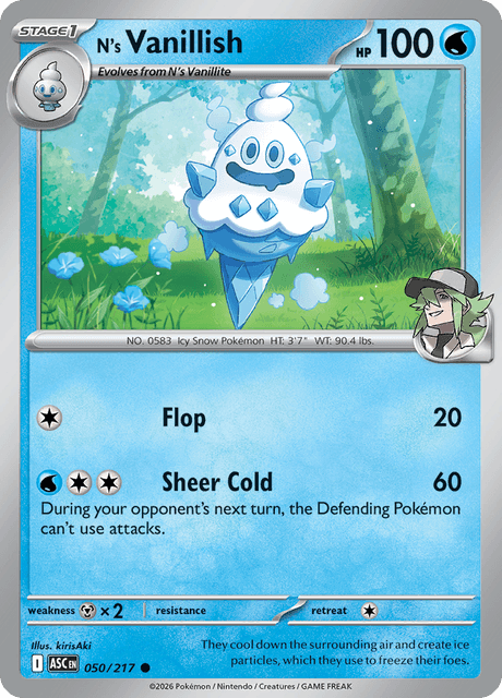 N's Vanillish 050/217 – Pokémon Ascended Heroes card artwork