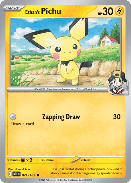 Ethan's Pichu 071/182 – Pokémon Destined Rivals card artwork