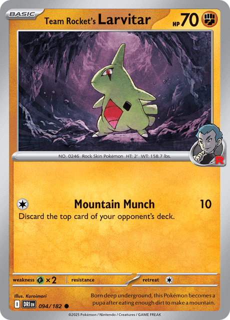 Team Rocket's Larvitar 094/182 – Pokémon Destined Rivals card artwork