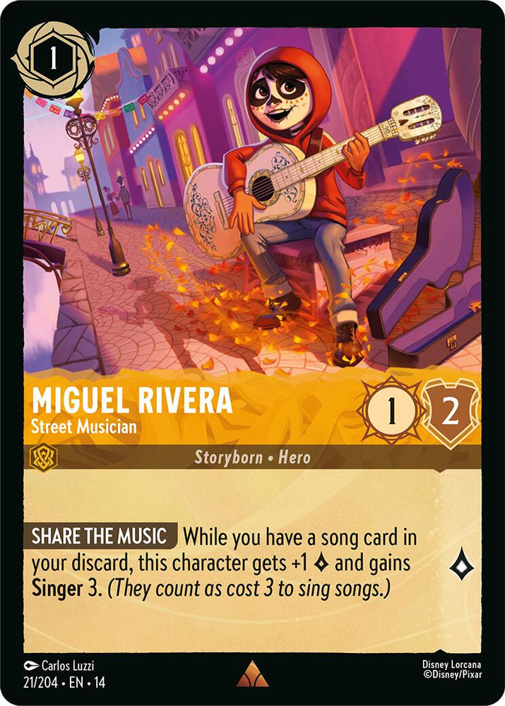 Miguel Rivera - Street Musician 021/204 Disney Lorcana Hyperia City Non-Foil artwork