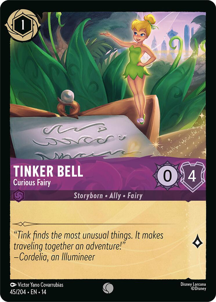 Tinker Bell - Curious Fairy 045/204 Disney Lorcana Hyperia City Non-Foil artwork
