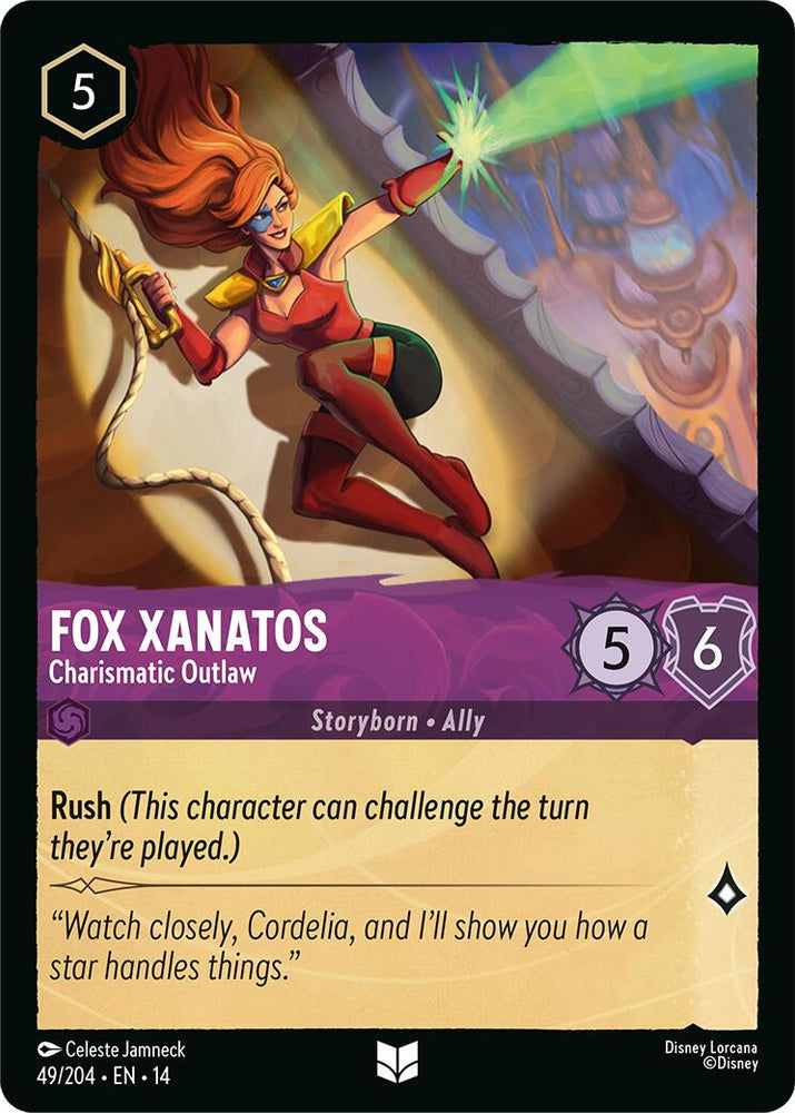 Fox Xanatos - Charismatic Outlaw 049/204 Disney Lorcana Hyperia City Non-Foil reference artwork