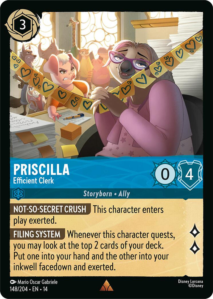 Priscilla - Efficient Clerk 148/204 Disney Lorcana Hyperia City Non-Foil reference artwork