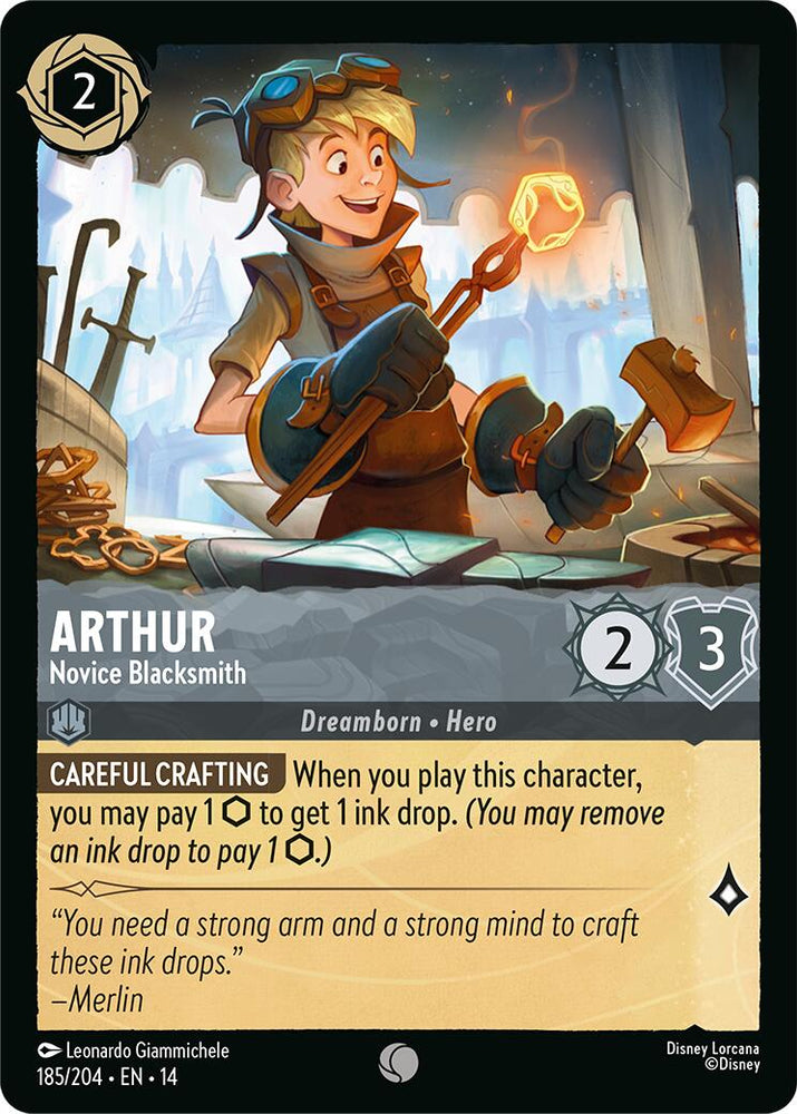 Arthur - Novice Blacksmith 185/204 Disney Lorcana Hyperia City Non-Foil reference artwork