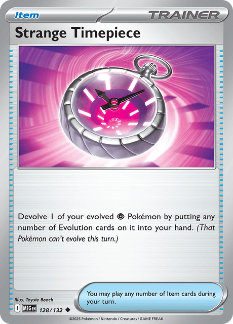 Strange Timepiece 128/132 – Pokémon Mega Evolution card artwork