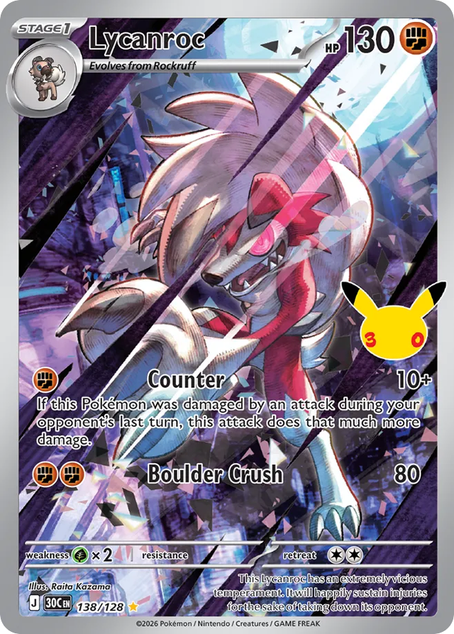 Lycanroc 138/128 Holo – English card front