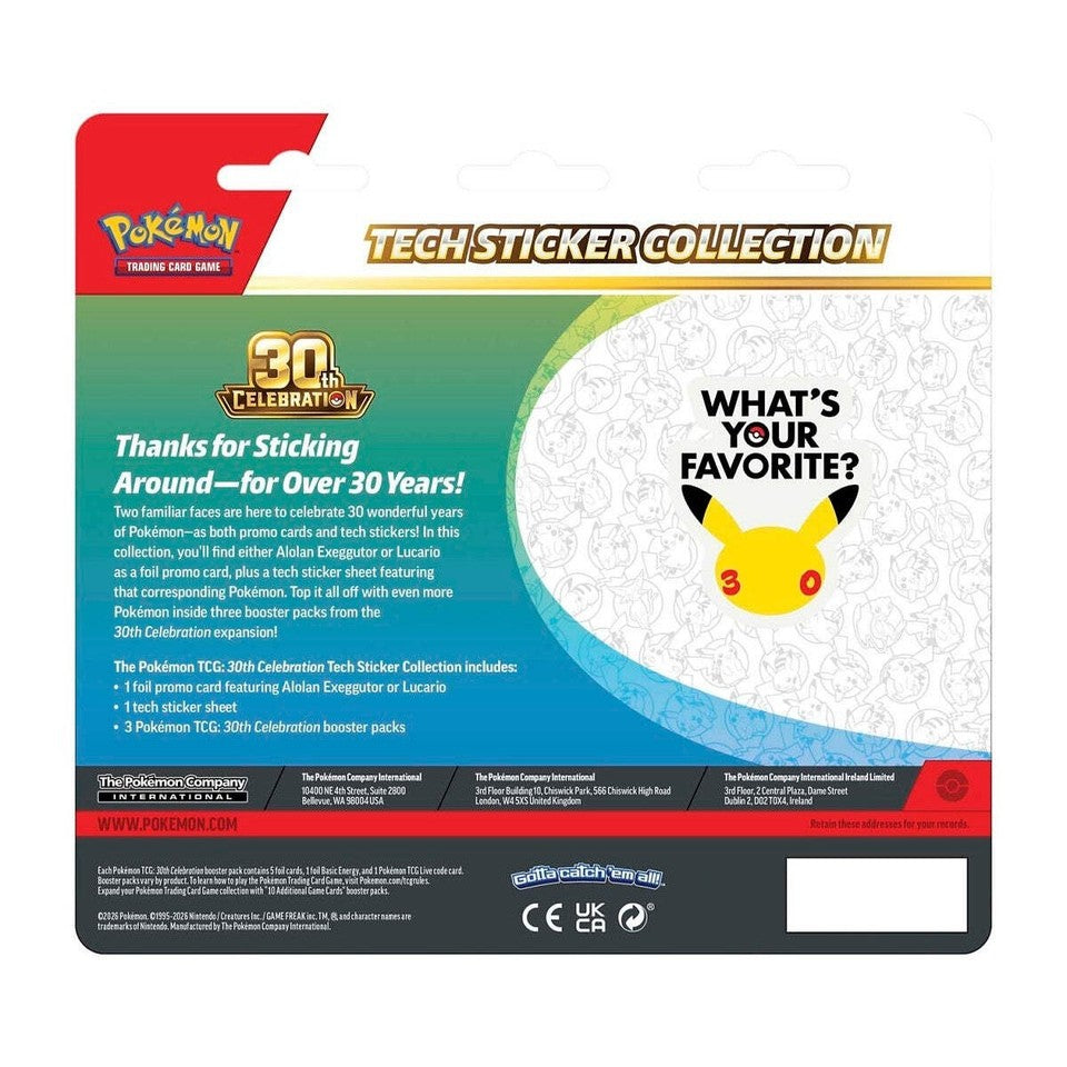 Pokémon 30th Alolan Exeggutor Tech Sticker Collection packaging reverse