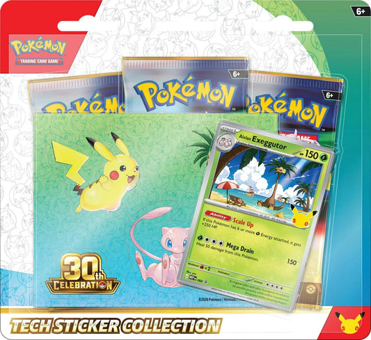 Pokémon TCG: 30th Celebration — Tech Sticker Collection — Alolan Exeggutor sealed product packaging