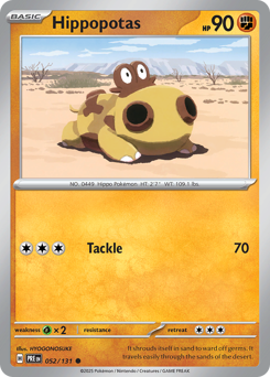 Hippopotas 052/131 Prismatic Evolutions Pokémon TCG Regular