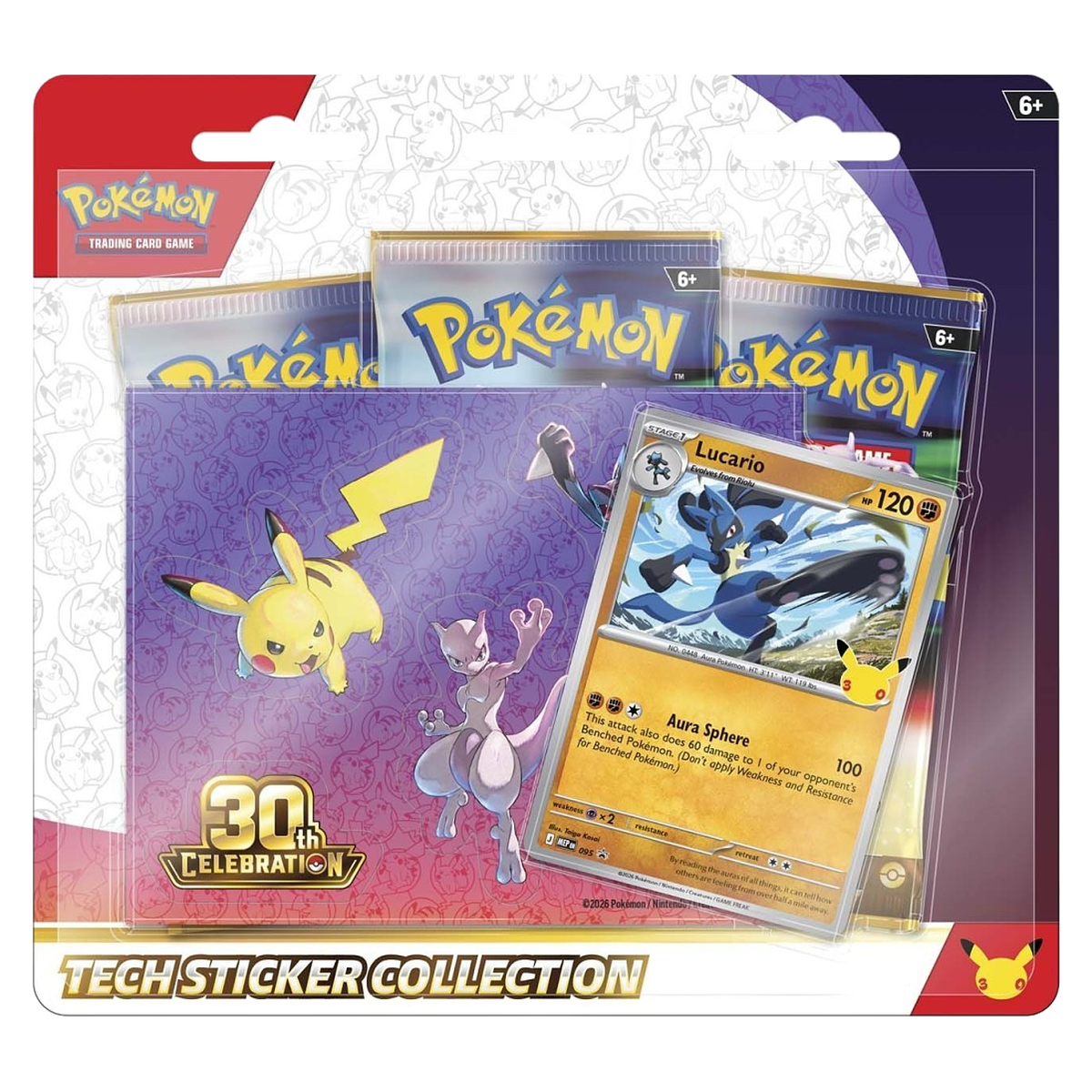Pokémon TCG: 30th Celebration — Tech Sticker Collection — Lucario sealed product packaging