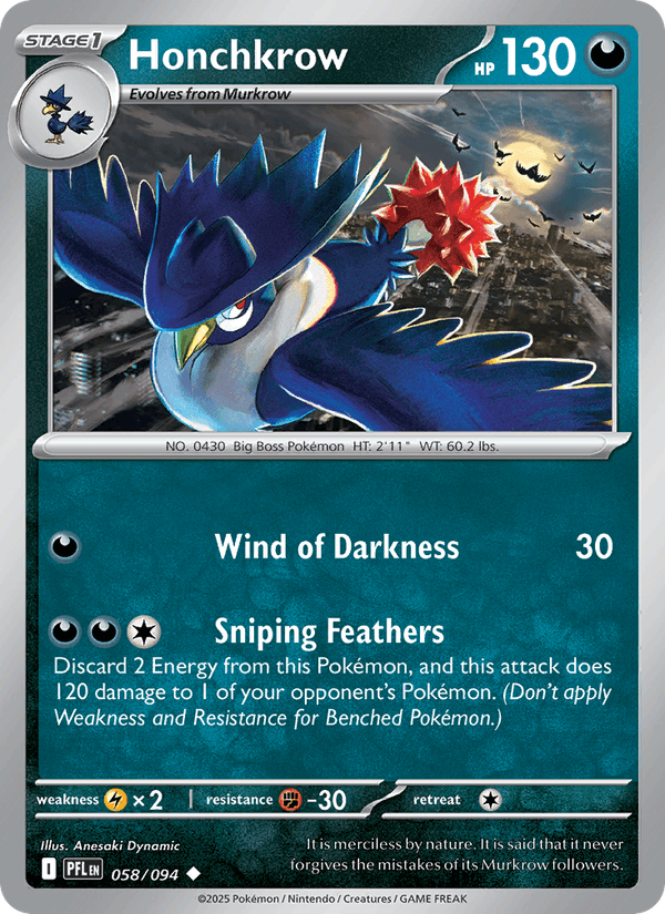 Honchkrow 058/094 Phantasmal Flames Pokémon TCG Regular
