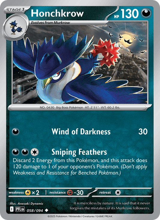 Honchkrow 058/094 Phantasmal Flames Pokémon TCG Regular