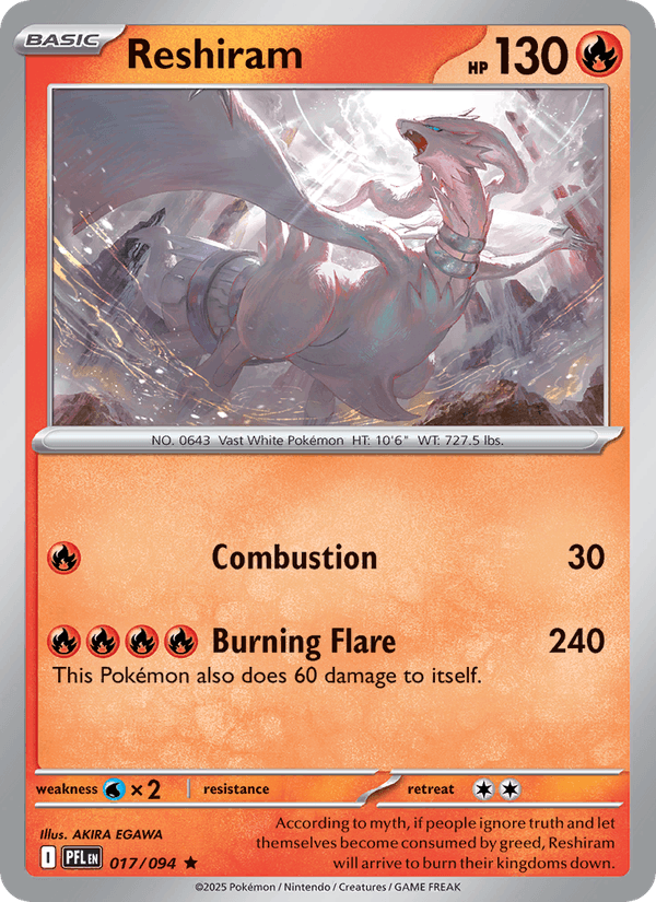 Reshiram 017/094 Phantasmal Flames Pokémon TCG Reverse Holo