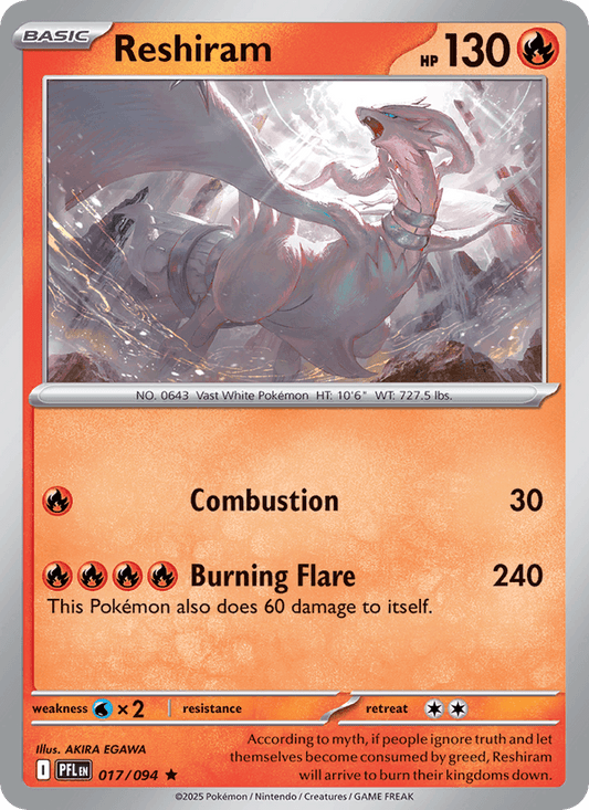 Reshiram 017/094 Phantasmal Flames Pokémon TCG Reverse Holo