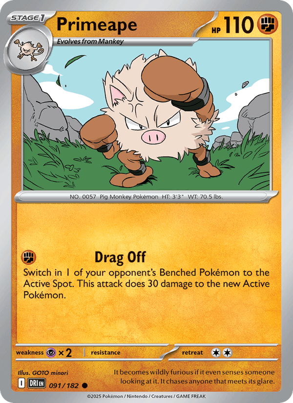 Primeape 091/182 Destined Rivals Pokémon TCG Regular