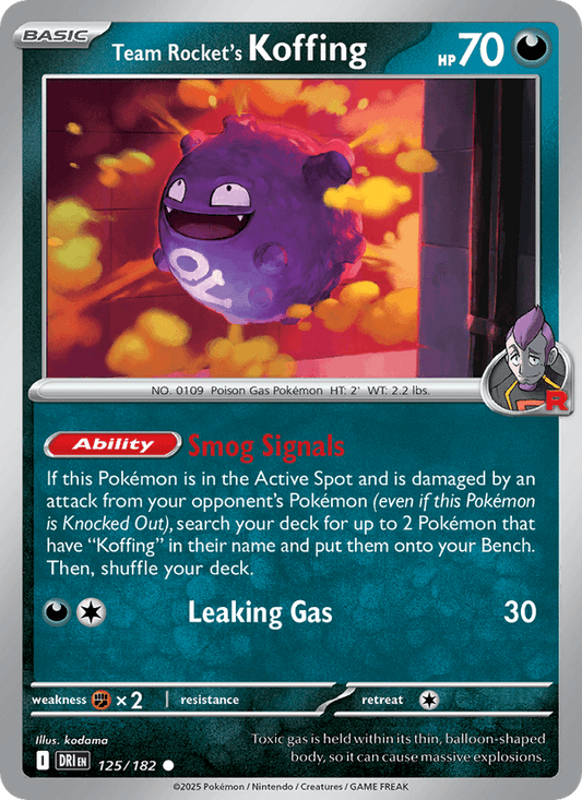 Team Rocket's Koffing 125/182 Destined Rivals Pokémon TCG Reverse Holo