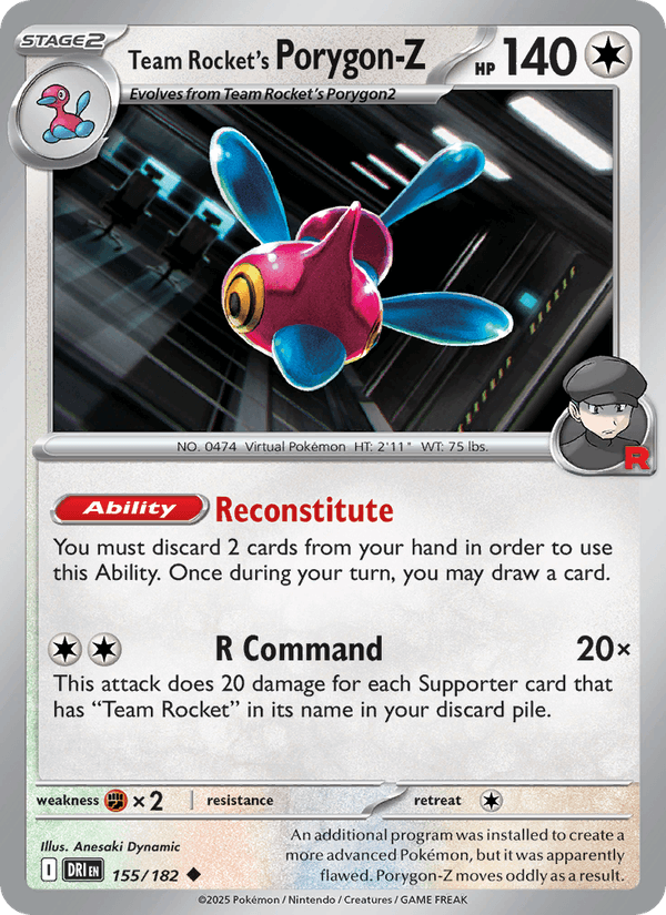 Team Rocket's Porygon-Z 155/182 Destined Rivals Pokémon TCG Regular