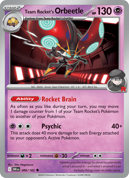 Team Rocket's Orbeetle 089/182 Destined Rivals Pokémon TCG Regular