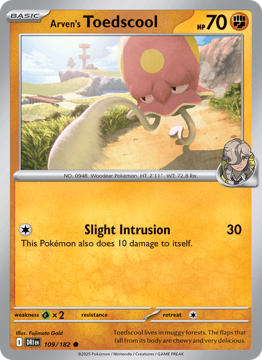 Arven's Toedscool 109/182 Destined Rivals Pokémon TCG Reverse Holo