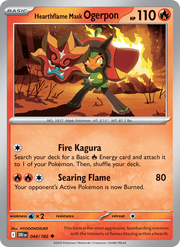 Hearthflame Mask Ogerpon 044/182 Destined Rivals Pokémon TCG Regular