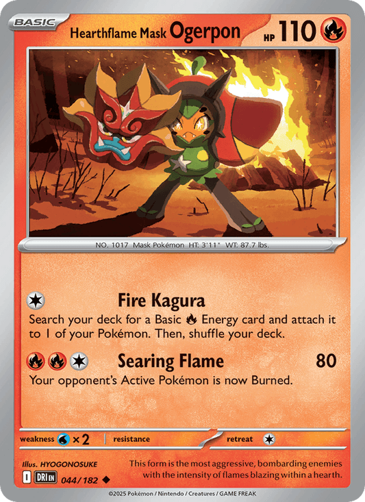 Hearthflame Mask Ogerpon 044/182 Destined Rivals Pokémon TCG Regular