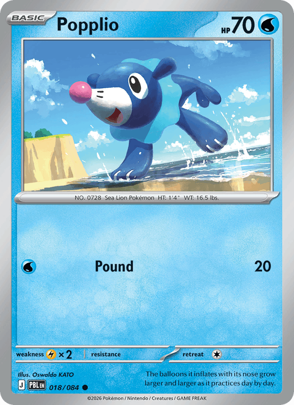 Popplio 018/084 Pitch Black Pokémon card - Regular