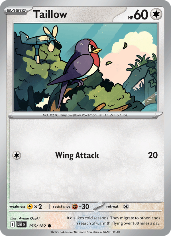 Taillow 156/182 Destined Rivals Pokémon TCG Regular