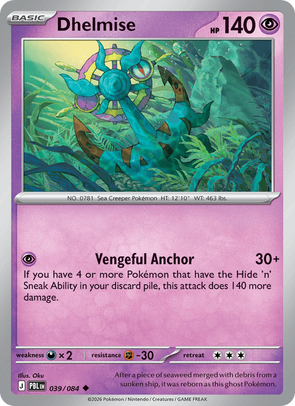 Dhelmise 039/084 Pitch Black Pokémon card - Regular