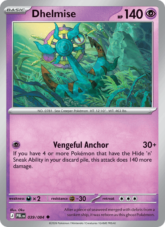 Dhelmise 039/084 Pitch Black Pokémon card - Regular
