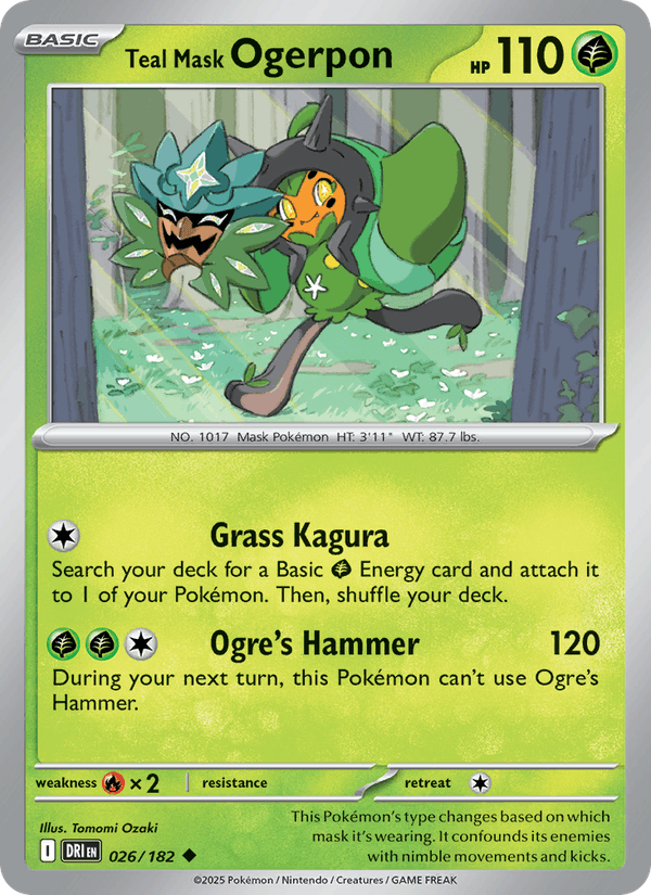 Teal Mask Ogerpon 026/182 Destined Rivals Pokémon TCG Regular