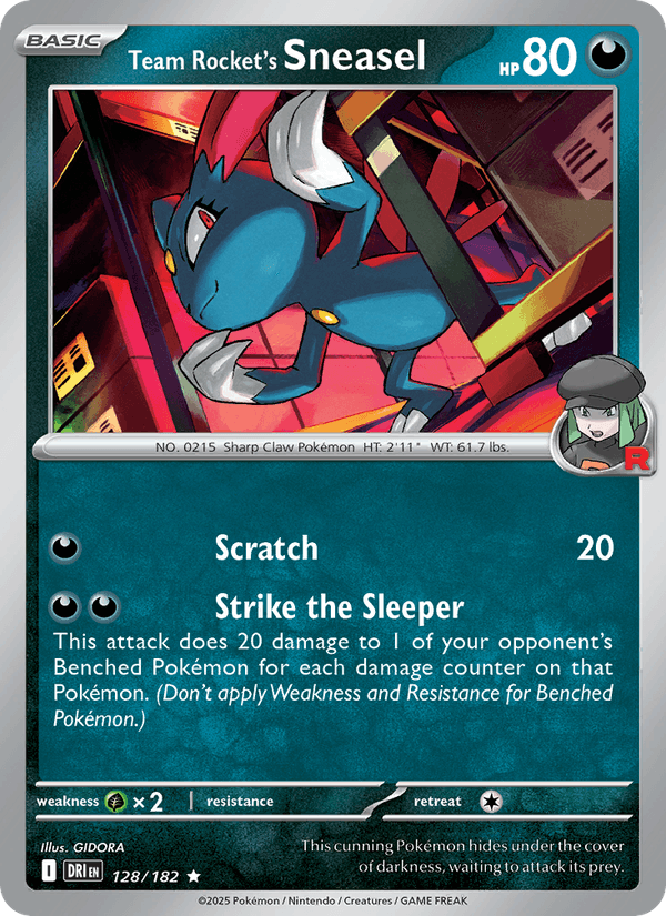 Team Rocket's Sneasel 128/182 Destined Rivals Pokémon TCG Holo
