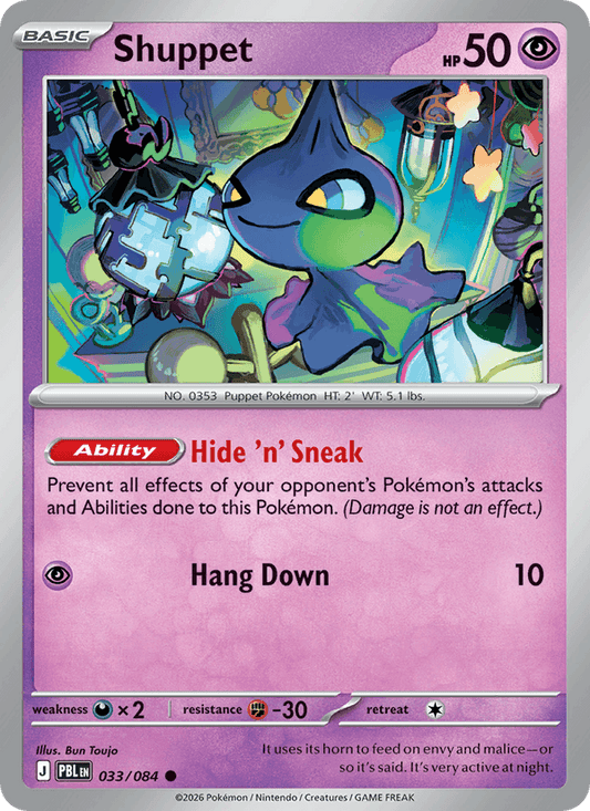 Shuppet 033/084 Pitch Black Pokémon card - Reverse Holo