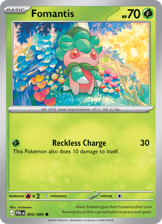Fomantis 003/084 Pitch Black Pokémon card - Reverse Holo
